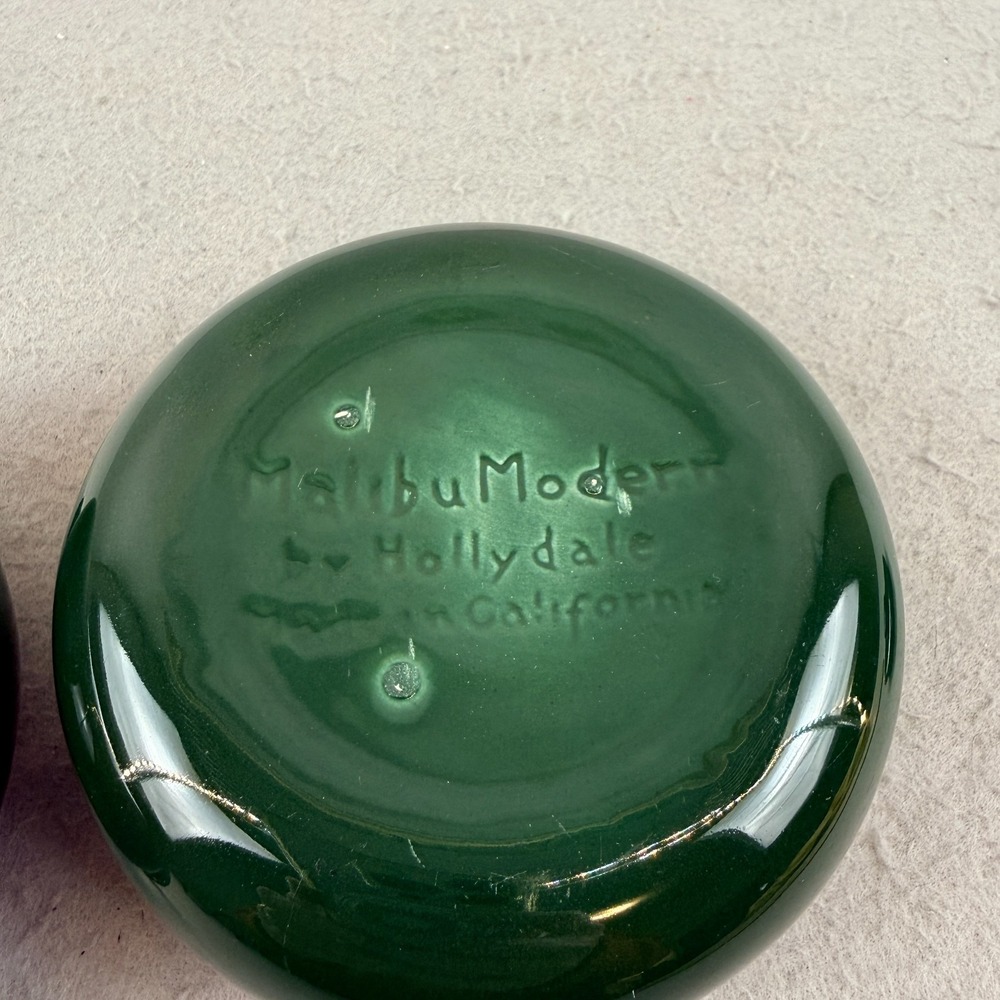 Vintage Malibu Modern Hollydale California Pottery Sugar Creamer Set Green MCM - Picture 3 of 11